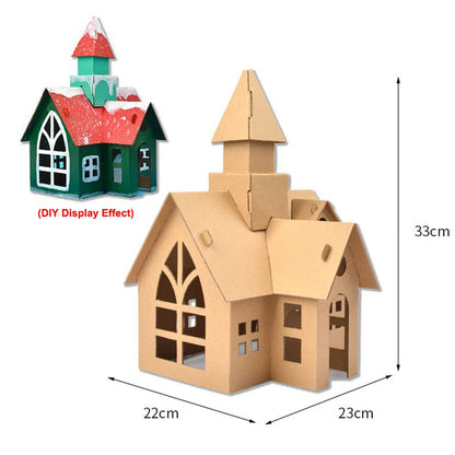 Christmas Paper House DIY Painting Corrugated Board Villa Manor Castle Set Xmas Party Birthday Decoration Kids Gift Home Supply