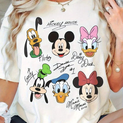 Women’s Plus Size Disney T‑Shirt – Casual Loose Fit, Mickey & Donald Print
