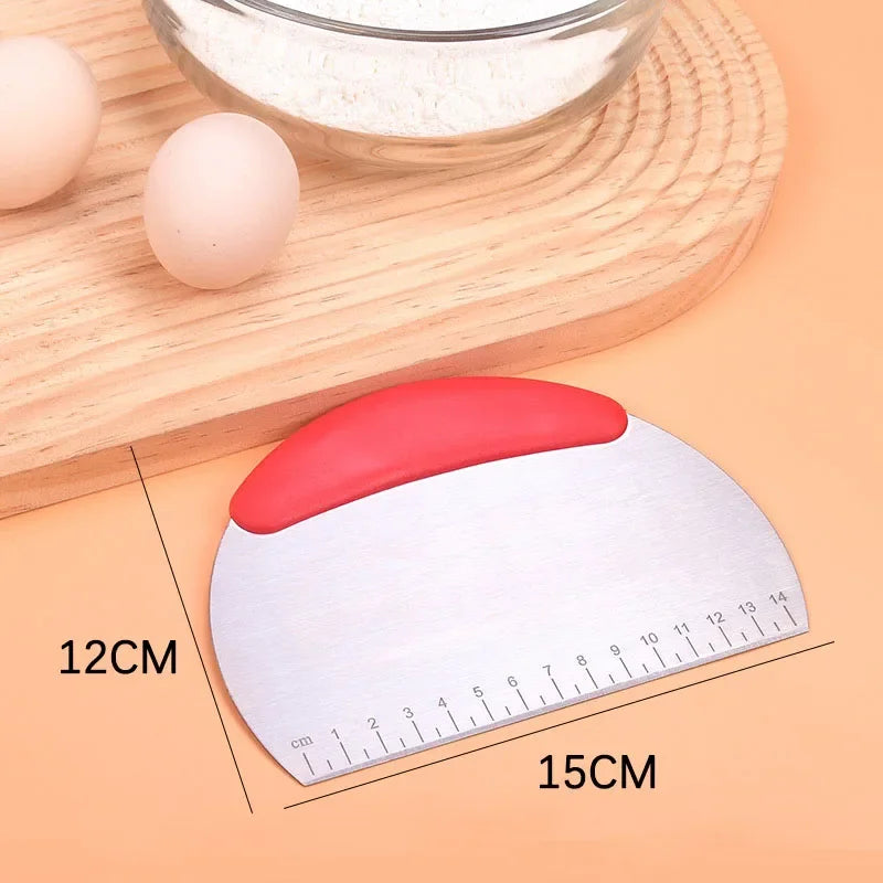 Stainless Steel Pastry Cutter Flour Pastry Scraper Chopper Scale Dough Pizza Cutter Comfortable Handle Kitchen Baking Tools
