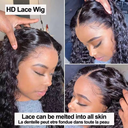 42 40 30Inch 300 Density 13x6 Hd Lace Frontal Wig Water Deep Wave Human Hair Wigs 100% Lace Curly Wigs For Black Women