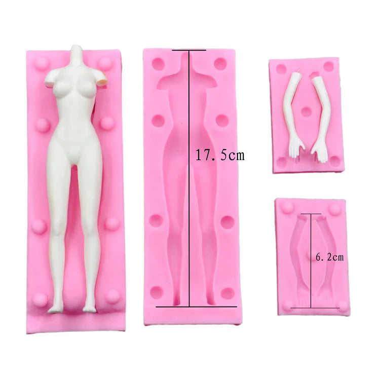 3D Doll Body Silicone Mold Fondant Chocolate Cake Decorating Tool DIY Clay Soft Pottery Doll Human Body Hand and Feet Mold