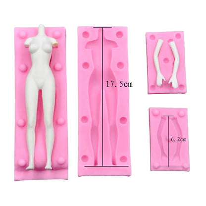 3D Doll Body Silicone Mold Fondant Chocolate Cake Decorating Tool DIY Clay Soft Pottery Doll Human Body Hand and Feet Mold