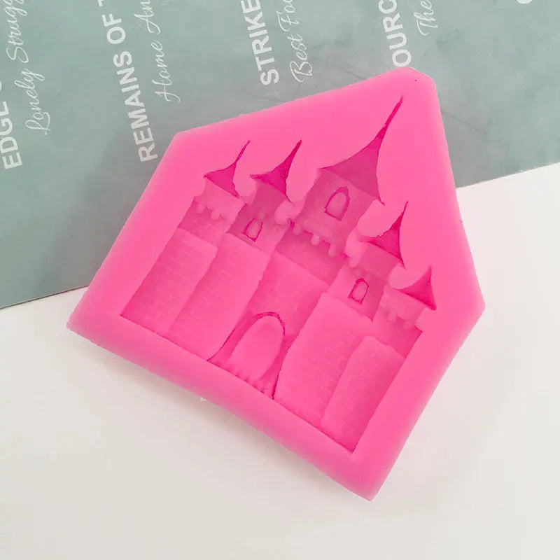 1 piece, castle shaped silicone mold, flipped sugar cake decoration, European style architecture retro castle chocolate mold