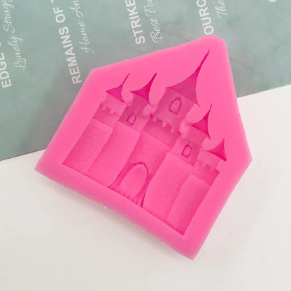 1 piece, castle shaped silicone mold, flipped sugar cake decoration, European style architecture retro castle chocolate mold