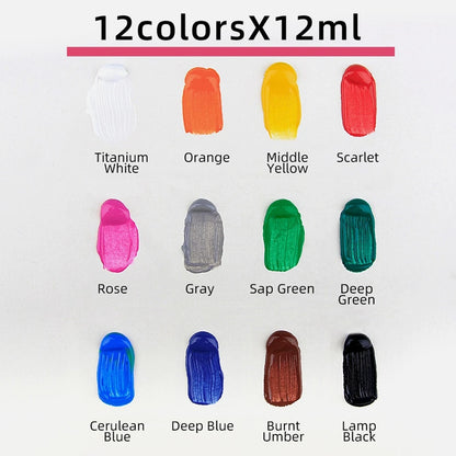 Acrylic Pigment  Paint Set 9mL 12 Colors