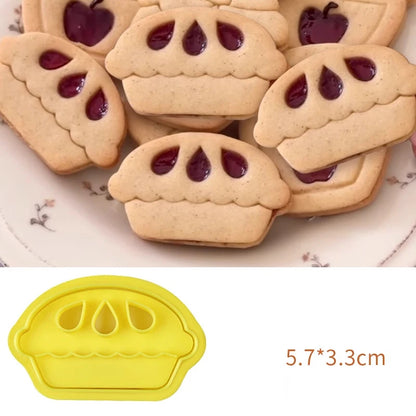 Jam Sandwich Cookie Cutter Biscuit Mold 3D Christmas Plastic Pressable Fondant Cookie Stamp New Year Cake Decor Baking Supplies