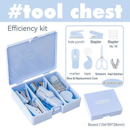 Stationery  Stapler, Scissors, Tape, Marking Pen, Punching Machine,Nail Remover 8Pcs Set