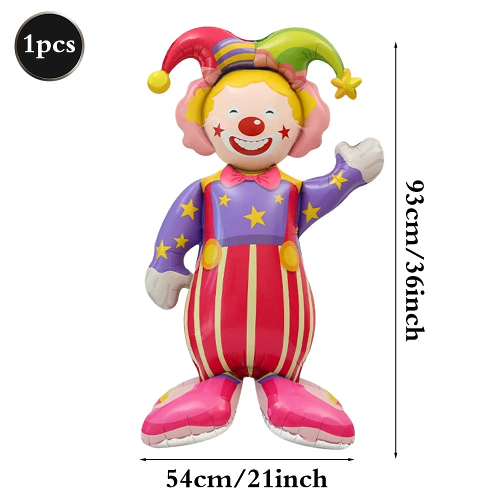 Giant Smiling Popcorn Clown Foil Balloon – Circus & Carnival Party Decoration