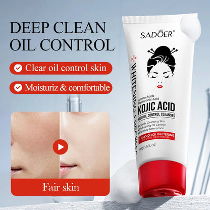 Kojic Acid Facial Wash: Mild Oil Control, Deep Cleaning, Moisturizing, Non-Irritating Face Cleanser