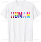 Human Gay Pride Rainbow T-shirt Oversized Short-sleeved Shirt