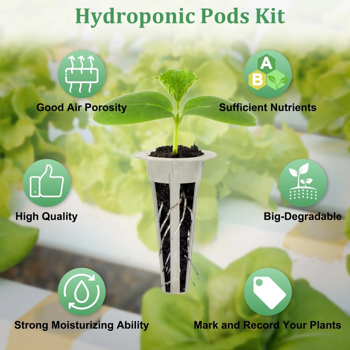 Hydroponic Grow Baskets – Seed Pod Holders Compatible with AeroGarden & Sponge Starter Pods