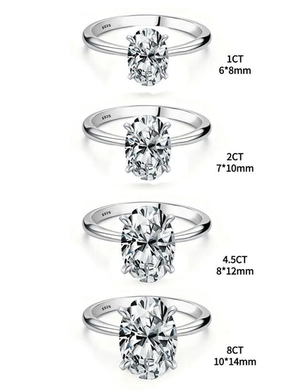 925 Sterling Silve 1-8CT Zircon Gorgeous Shiny Oval Stone Ring For Women Engagement Wedding Luxury High Quality Fine Jewelry