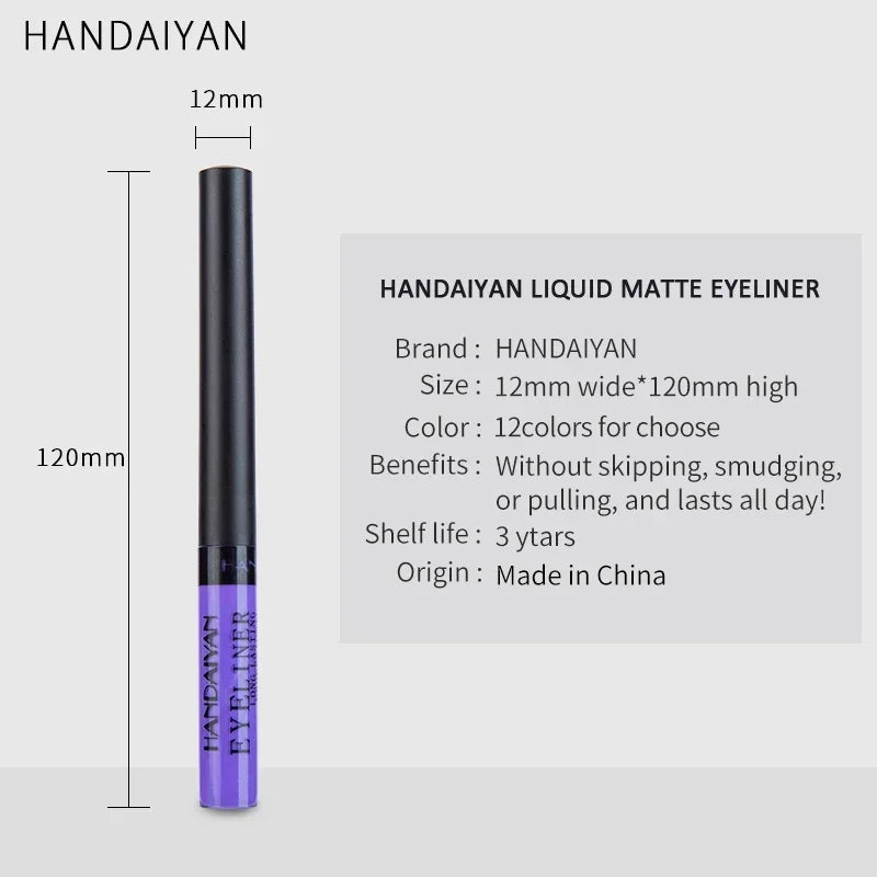 12 Colors Colorful Liquid Eyeliner Pencil Waterproof Long-Lasting  Quick-Dry No Blooming Blue Pink Eye Liner Pen Cosmetics Tools