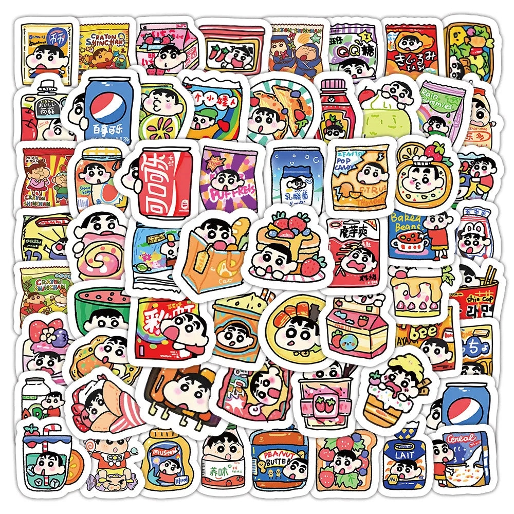 103pcs New Style Crayon Shin-chan Personalized Creative DIY Handbook Stickers Mobile Phone Skateboard Decoration Stickers