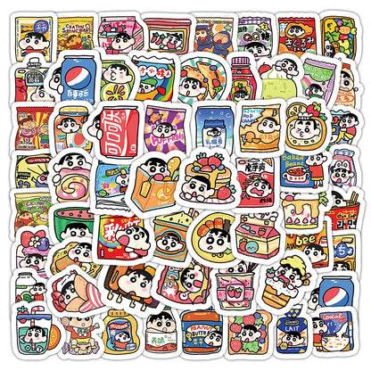 103pcs New Style Crayon Shin-chan Personalized Creative DIY Handbook Stickers Mobile Phone Skateboard Decoration Stickers