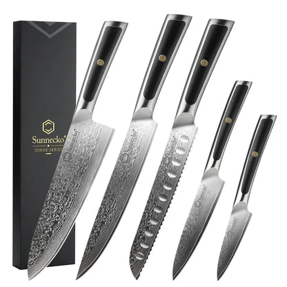 Sunnecko Damascus Chef Knife Set – 1–7 PCS High Carbon VG10 Steel Ultra‑Sharp Kitchen Knives
