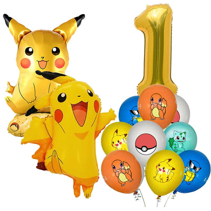 Pokémon birthday party decoration Balloon Disposable Tableware Tablecloth Straws Cup Plates Baby Shower Supplies