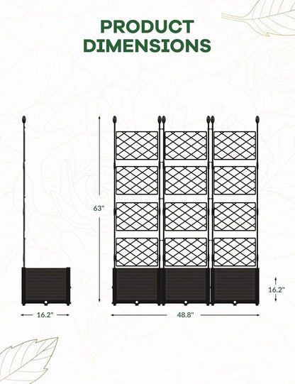 Raised Garden Bed with Metal Trellis – Outdoor Planter Box for Climbing Plants & Privacy