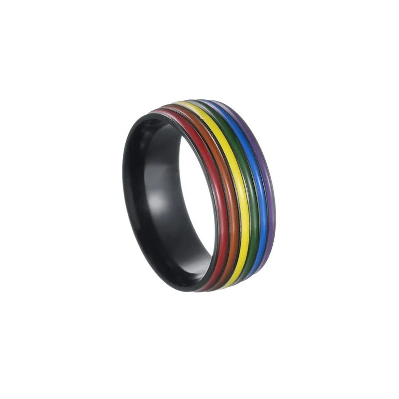 Rainbow LGBT Rings Jewelry Engagement Party Bagues Titanium Stainless Steel Bands For Couple Lovers Women Men Filled