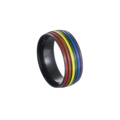 Rainbow LGBT Rings Jewelry Engagement Party Bagues Titanium Stainless Steel Bands For Couple Lovers Women Men Filled