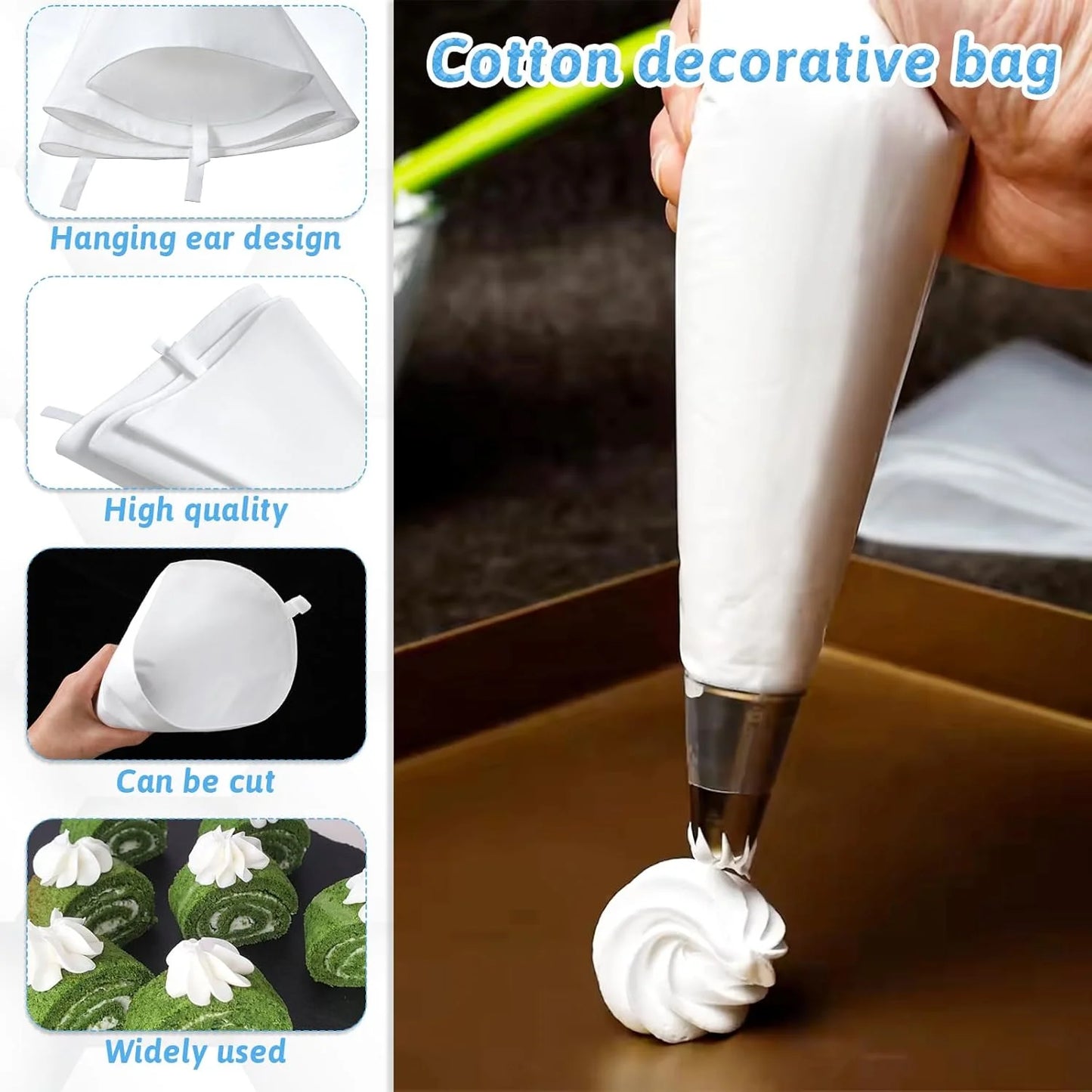 1pc Reusable Thickened Waterproof Cloth Resistant Baking Piping Bag-in Various Size for DIY Creamfor Cake Decorating&Baking Tool