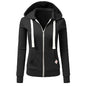 Autumn/Winter New Women'sPersonalized Fashion Sports Hoodie Long Sleeve Drawstring Pocket Zipper Coat Woolen Sweater Top CYXX386