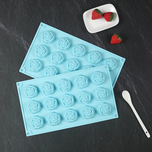 15 Cavity Rose Mold Silicone Chocolate Candy Mold DIY Dessert Pudding Cake Decoration Mould Rose Shape Ice Cube Making tools