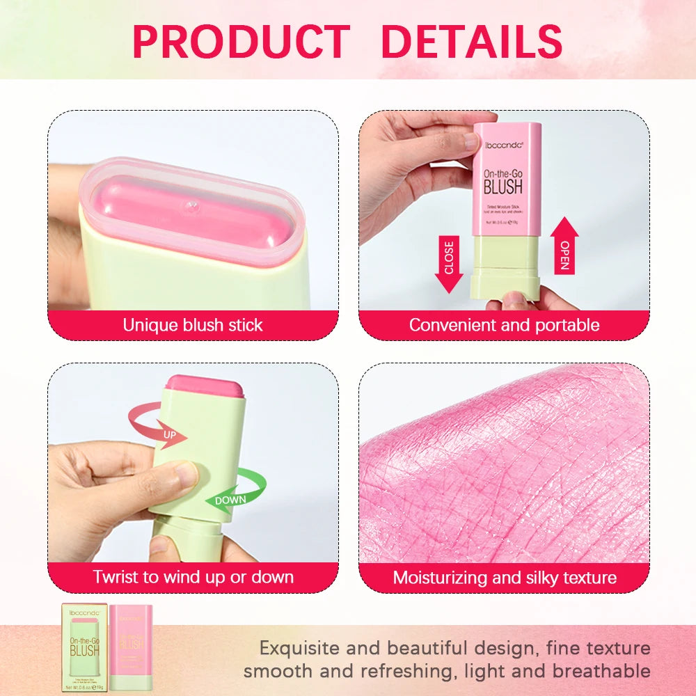 Waterproof High Color Rouge Blusher Cream Stick