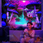 Blacklight Mushroom Tapestry UV Reactive Hippie Skull Tapestries Wall Hanging Eyes Forest Tapestry Glow In The Dark Posters