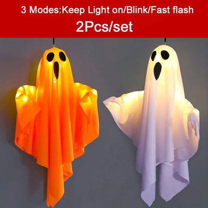 LED Glow Ghost Party Halloween Decoration for Home Indoor Outdoor Haunted House Bar Hanging Horror Props with Lights