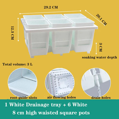 Meshpot Square Succulents Planter Pots With Tray Set,Nursery Pot Cactus Plant Pot Garden Plastic Pot Multi Size