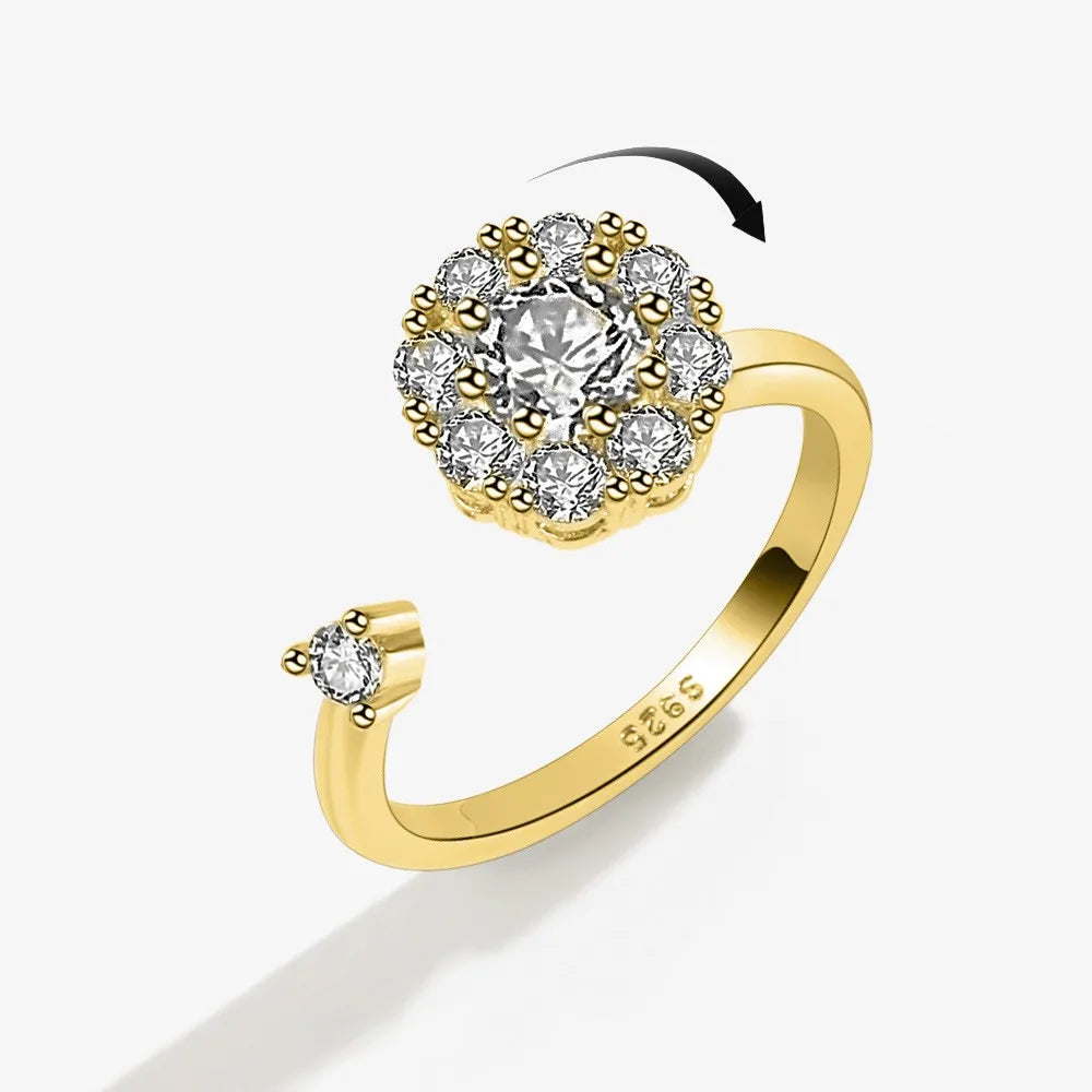 Fidget Spinner Ring Anxiety for Women Multiple Crystal Flower Eye Butterfly Animal Ring Rotate Anti Stress Wedding Jewerly