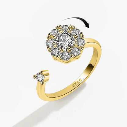 Fidget Spinner Ring Anxiety for Women Multiple Crystal Flower Eye Butterfly Animal Ring Rotate Anti Stress Wedding Jewerly