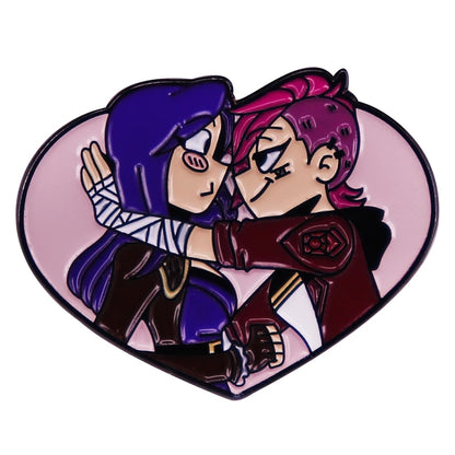 game league of legends Vi and Cait enamel pin brooch LGBT love heart badge Backpack Collar Pins Hat Jewelry accessories
