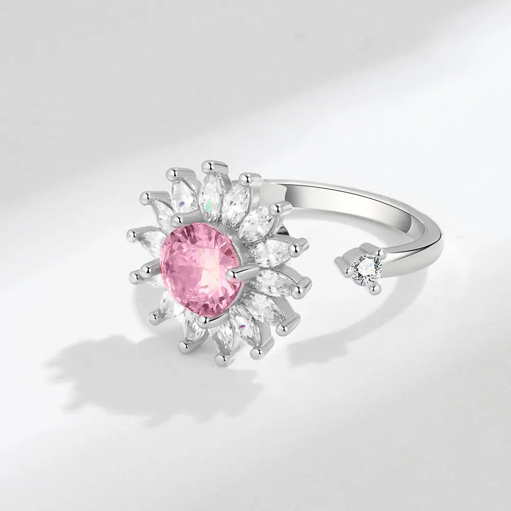 Fidget Spinner Ring Anxiety for Women Multiple Crystal Flower Eye Butterfly Animal Ring Rotate Anti Stress Wedding Jewerly