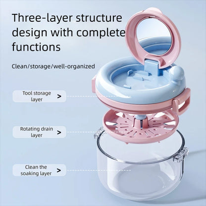 Portable Retainer Cleaner Case Rotating Drainable Oral Care Storage Box for Invisible Aligners Denture Braces Compact Ventilated
