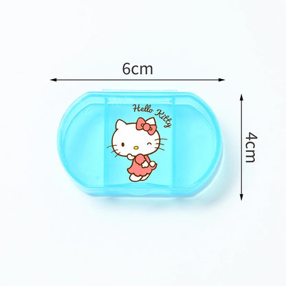 Cartoon Hello Kitty My Melody Plastic Pill Box Mini Tablet Case Anime Kawaii Portable Travel Medicines Storage Case Container