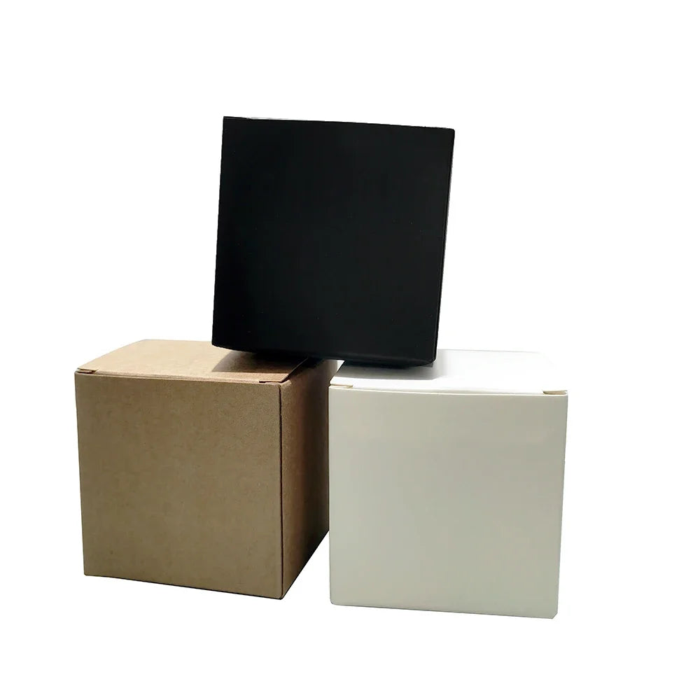 20/50pcs Square Folding Kraft Paper Box Black White cardboard Box for Packaging Candle Gift Box For wedding Party favor candy