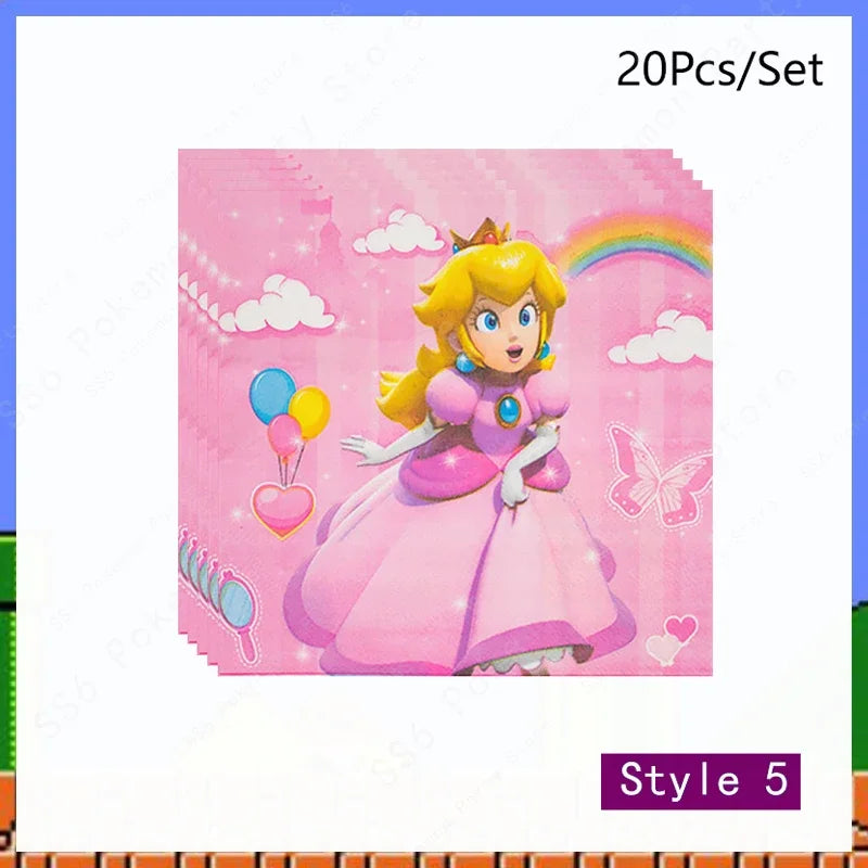 Super Mario Bros Birthday Decoration Party Supplies Disposable Tableware Baby Shower Paper Cup Tablecloth Plate Napkin Bag Kit