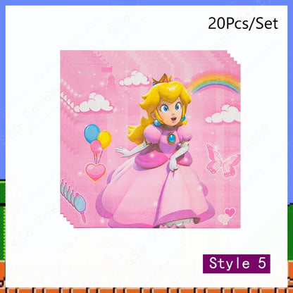 Super Mario Bros Birthday Decoration Party Supplies Disposable Tableware Baby Shower Paper Cup Tablecloth Plate Napkin Bag Kit