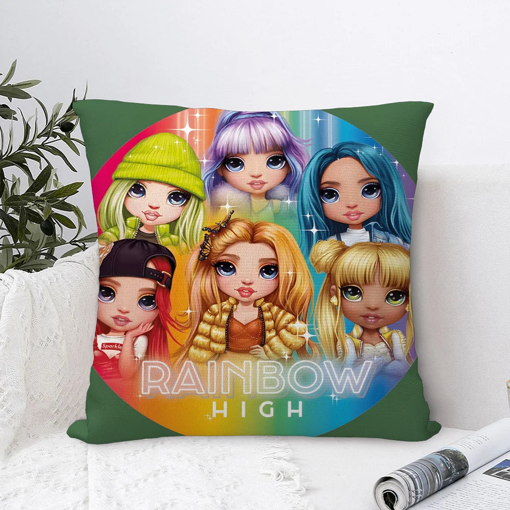 R-Rainbow High Doll Pillow Case Sofa Decorative Home Double-sided Print Plush Square Throw Pillow Covers Cushion Decor Cover