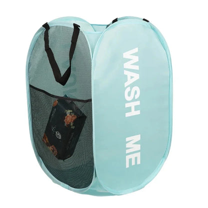 Durable Folding Simple Laundry Basket Large Washable Clothes Toy Storage Organizer Fashion Mesh Breathable Bathroom Accessories