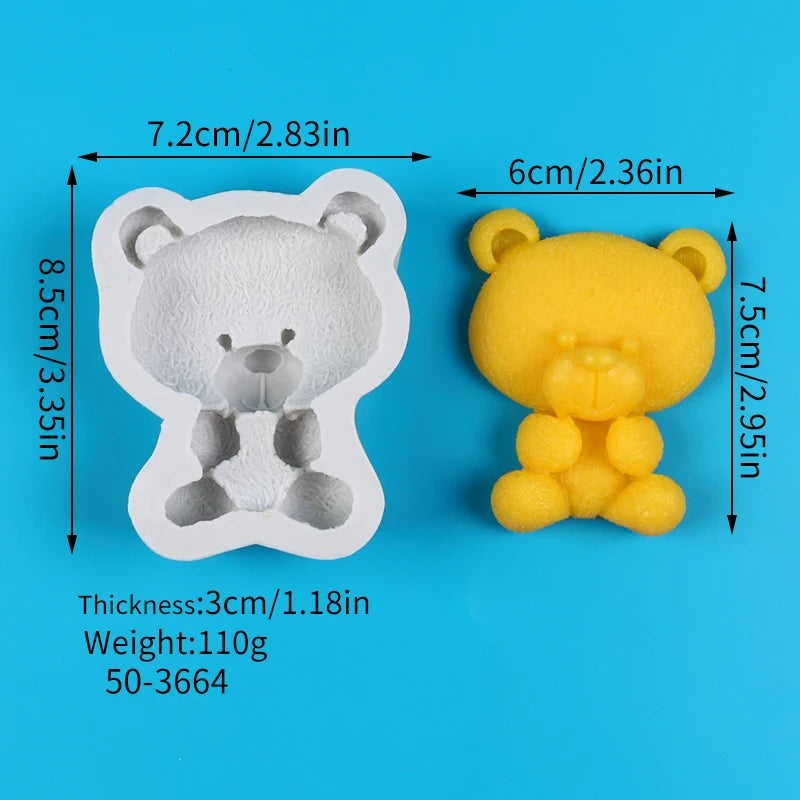 Bear Silicone Mold Cake Topper Fondant Chocolate Candy Cupcake Baking Cake Decorating Tools Polymer Clay Gum Paste Mold