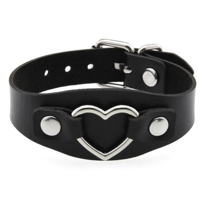 Punk Gothic Style PU Leather Faux Jewelry Heart Bracelet ,Male Female Lover Bangle Holiday Party Costume ﻿