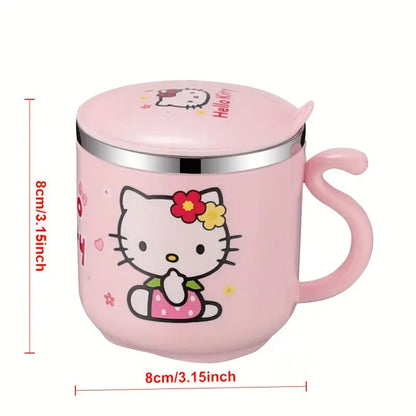 1pc Sanrio Hello Kitty Stainless steel Insulated Water cup  with Lid and Handle