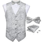 Suit Vest With Bow Tie Pocket Square Cufflinks Tuxedo Waistcoat for Men