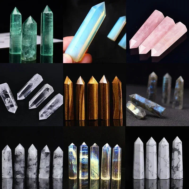 Natural Stone and Crystals Point Wand Rose Quartz Amethyst Home Decoration Mineral Stones Crafts