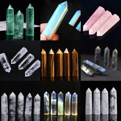 Natural Stone and Crystals Point Wand Rose Quartz Amethyst Home Decoration Mineral Stones Crafts