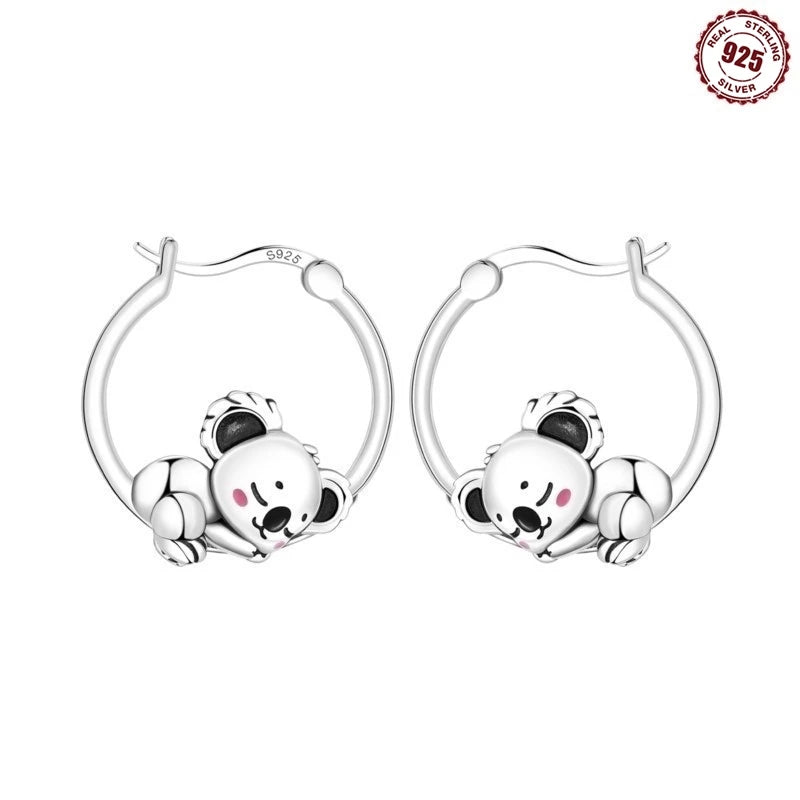 925 Sterling Silver Hoop Earrings Simple Sleeping Cat Earrings For Engagement Wedding Party Birthday Jewelry Gift
