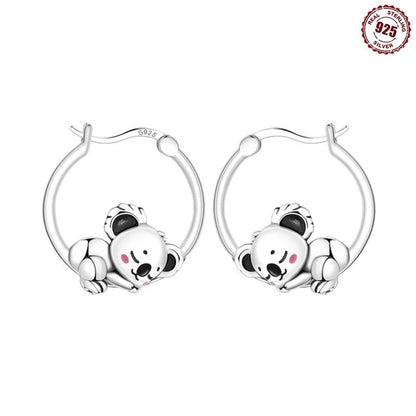 925 Sterling Silver Hoop Earrings Simple Sleeping Cat Earrings For Engagement Wedding Party Birthday Jewelry Gift